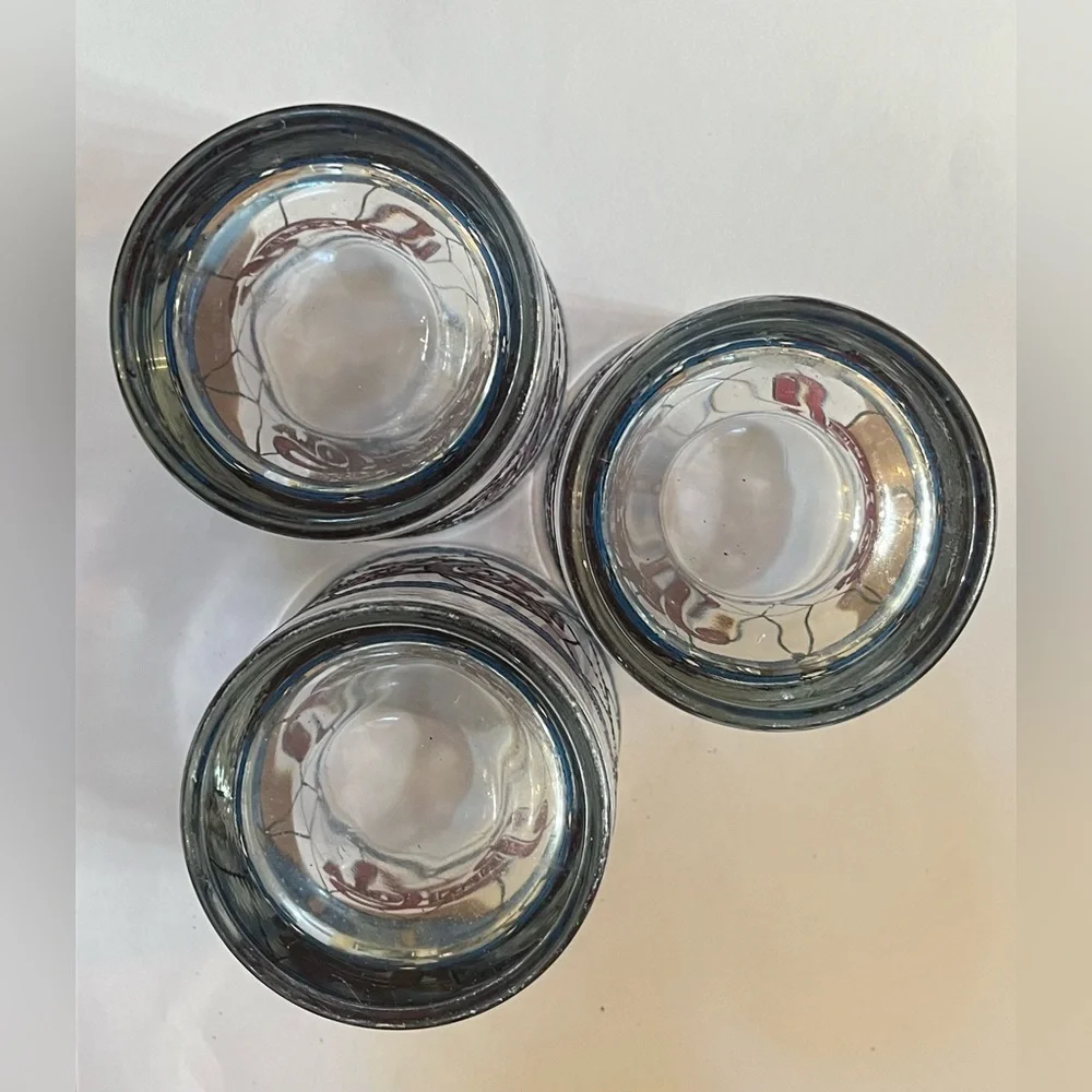 Set of 3 vintage pepsi 1970s Tiffany style stain glass glasses